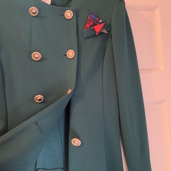 VTG Worthington Blazer Women’s 6 small Teal Green Double Breast Pocket Wicked - Picture 4 of 13